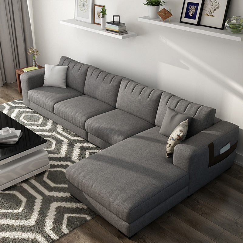 Sofá estacionaria moderna de algodón 4 asientos Sofá y chaise