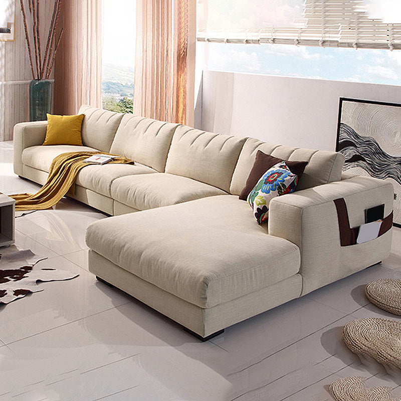 Sofá estacionaria moderna de algodón 4 asientos Sofá y chaise