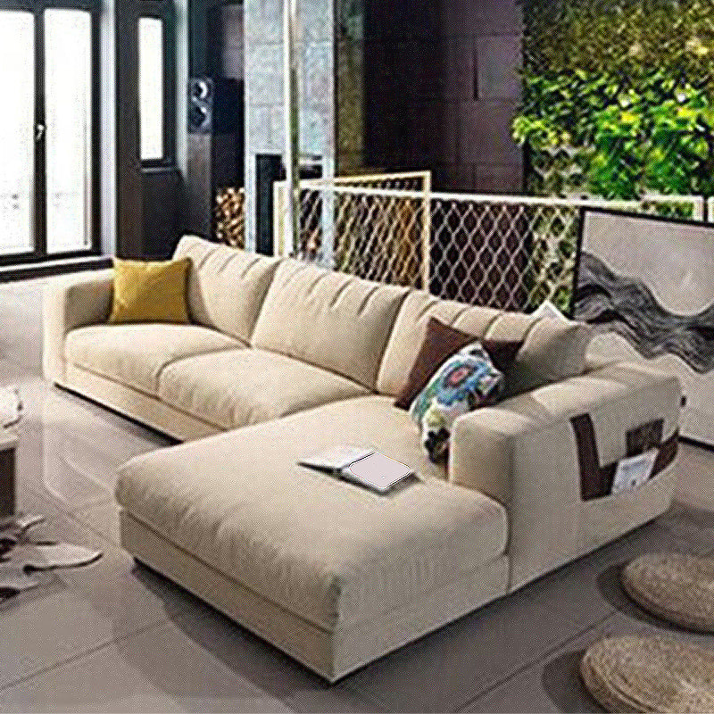 Sofá estacionaria moderna de algodón 4 asientos Sofá y chaise