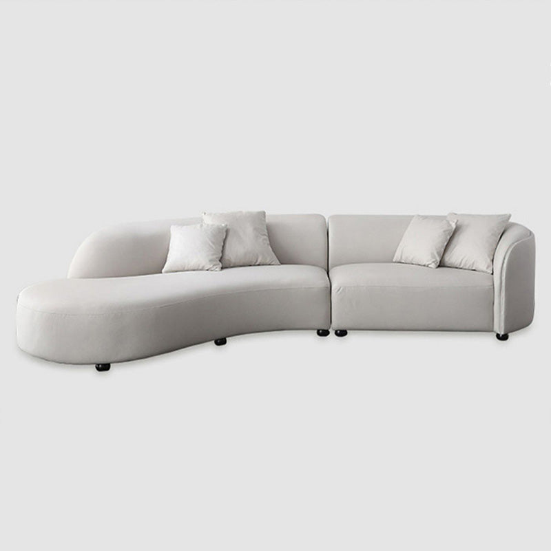 Scandinavian Tuxedo Arm Sofa with Chaise 27.56" H White Curved Sofa Faux Leather Left Clearhalo 'furn' 'furn_sectionals' 'Furniture' 'Living Room Furniture' 'Sectionals' 5500812