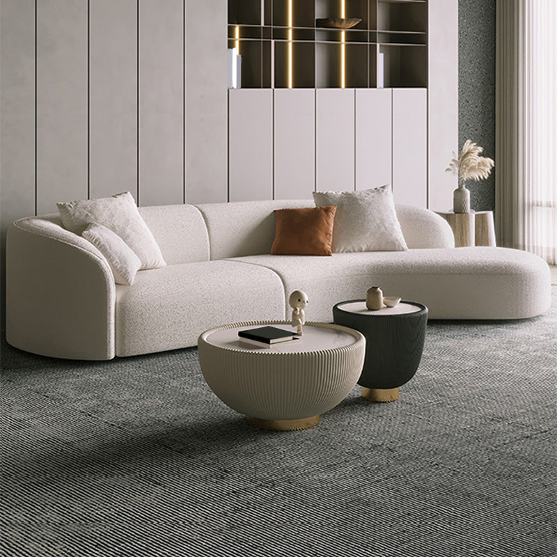 Scandinavian Tuxedo Arm Sofa with Chaise 27.56" H White Curved Sofa Clearhalo 'furn' 'furn_sectionals' 'Furniture' 'Living Room Furniture' 'Sectionals' 5500813