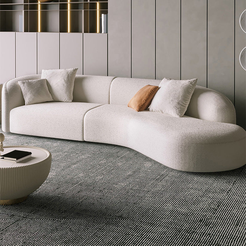 Scandinavian Tuxedo Arm Sofa with Chaise 27.56" H White Curved Sofa Clearhalo 'furn' 'furn_sectionals' 'Furniture' 'Living Room Furniture' 'Sectionals' 5500814