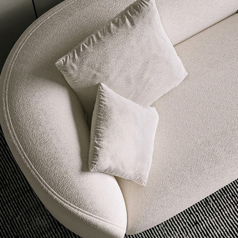 Scandinavian Tuxedo Arm Sofa with Chaise 27.56" H White Curved Sofa Clearhalo 'furn' 'furn_sectionals' 'Furniture' 'Living Room Furniture' 'Sectionals' 5500816