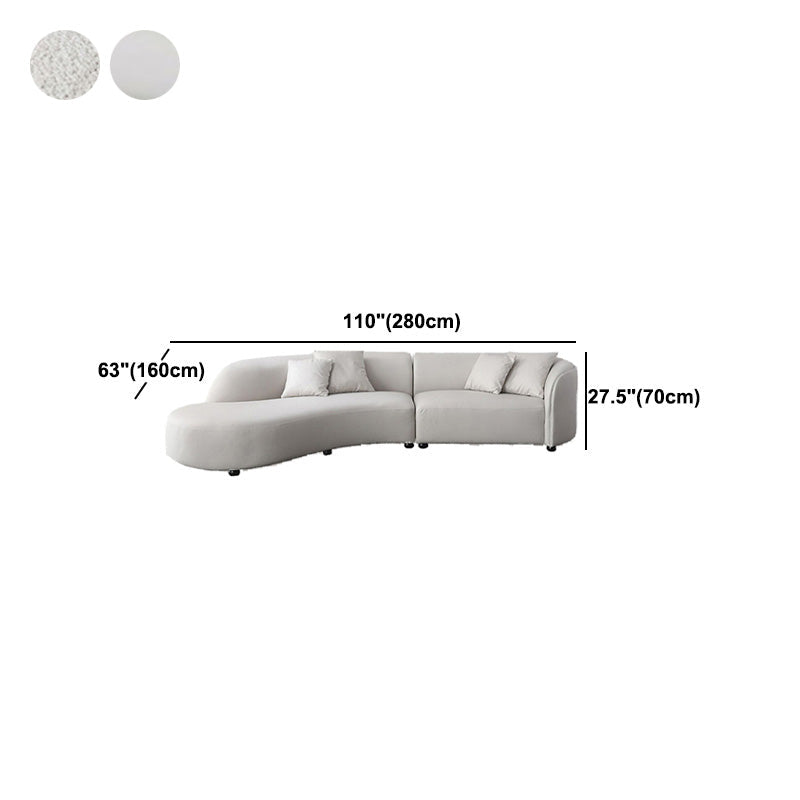 Scandinavian Tuxedo Arm Sofa with Chaise 27.56" H White Curved Sofa Clearhalo 'furn' 'furn_sectionals' 'Furniture' 'Living Room Furniture' 'Sectionals' 5500820