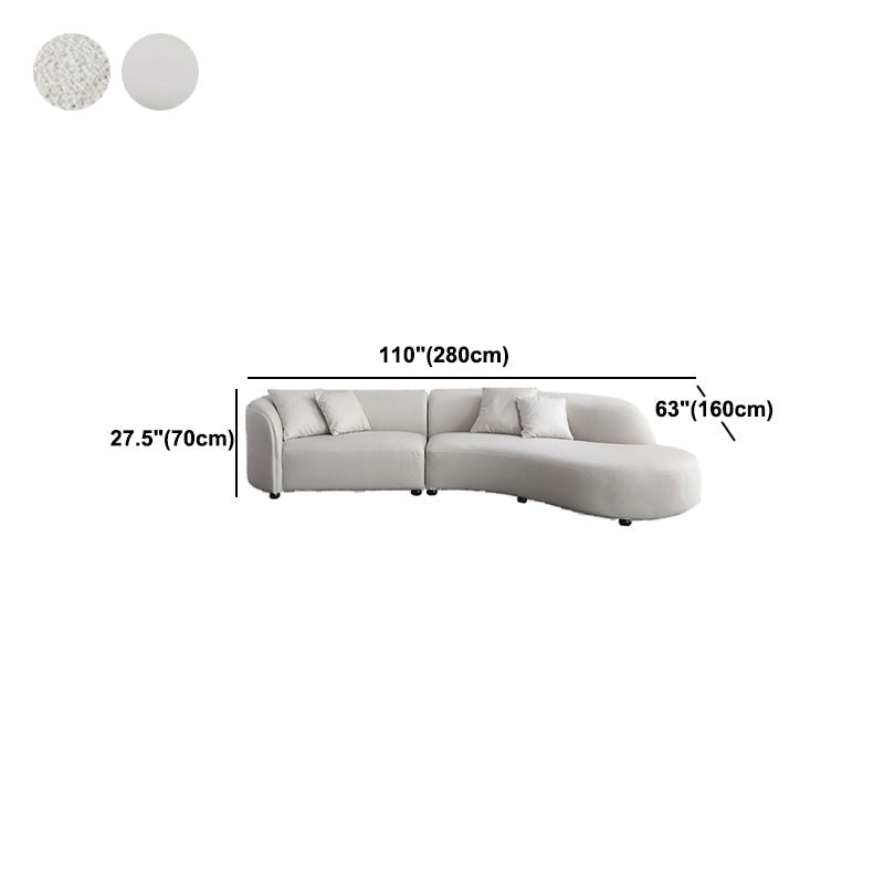Scandinavian Tuxedo Arm Sofa with Chaise 27.56" H White Curved Sofa Clearhalo 'furn' 'furn_sectionals' 'Furniture' 'Living Room Furniture' 'Sectionals' 5500821