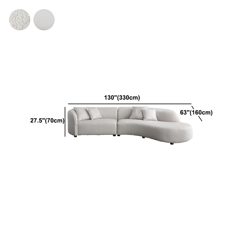 Scandinavian Tuxedo Arm Sofa with Chaise 27.56" H White Curved Sofa Clearhalo 'furn' 'furn_sectionals' 'Furniture' 'Living Room Furniture' 'Sectionals' 5500823