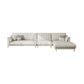 Sloped Arm Sofa with Chaise in White Sewn Pillow Back Faux Leather Sofa - 68.9" D