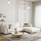 Sloped Arm Sofa with Chaise in White Sewn Pillow Back Faux Leather Sofa - 68.9" D
