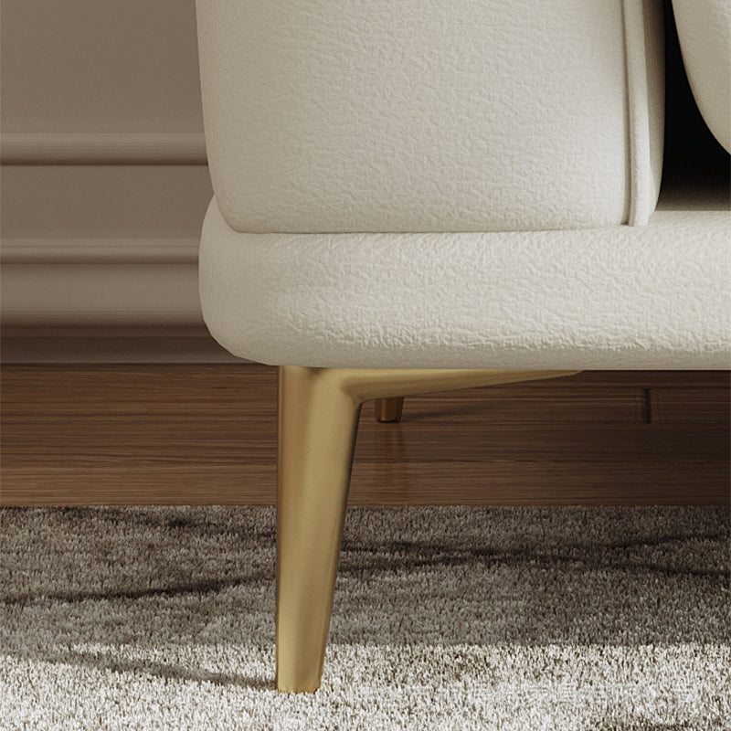 Sloped Arm Sofa with Chaise in White Sewn Pillow Back Faux Leather Sofa - 68.9" D