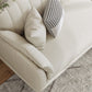 Sloped Arm Sofa with Chaise in White Sewn Pillow Back Faux Leather Sofa - 68.9" D