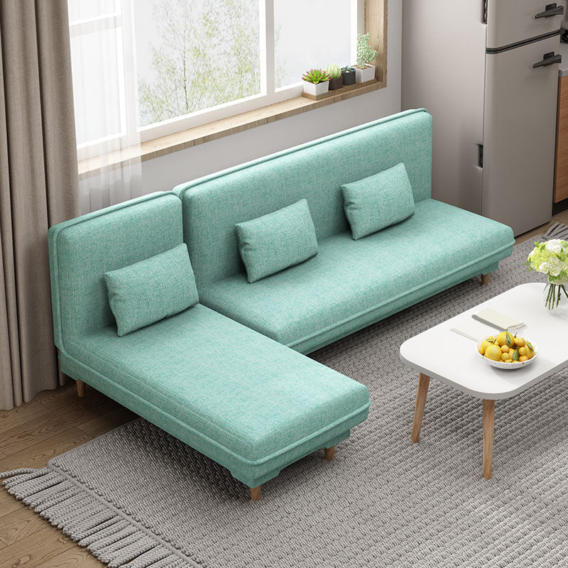 30.7"H Blue/ Grey / Green Linen Armless Sofa Bed& Chaise for Living Room Mint Green Clearhalo 'furn' 'furn_sectionals' 'Furniture' 'Living Room Furniture' 'Sectionals' 5500897