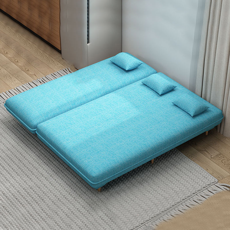 30.7"H Blue/ Grey / Green Linen Armless Sofa Bed& Chaise for Living Room Clearhalo 'furn' 'furn_sectionals' 'Furniture' 'Living Room Furniture' 'Sectionals' 5500903