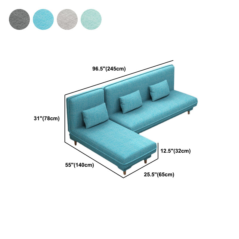30.7"H Blue/ Grey / Green Linen Armless Sofa Bed& Chaise for Living Room