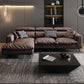 Modern Style Sofa Bed Imitation Leather Material Grey/khaki/coffee Feather Padded Sofa 108"L x 69"W x 36"H Coffee Right Clearhalo 'furn' 'furn_sectionals' 'Furniture' 'Living Room Furniture' 'Sectionals' 5500940