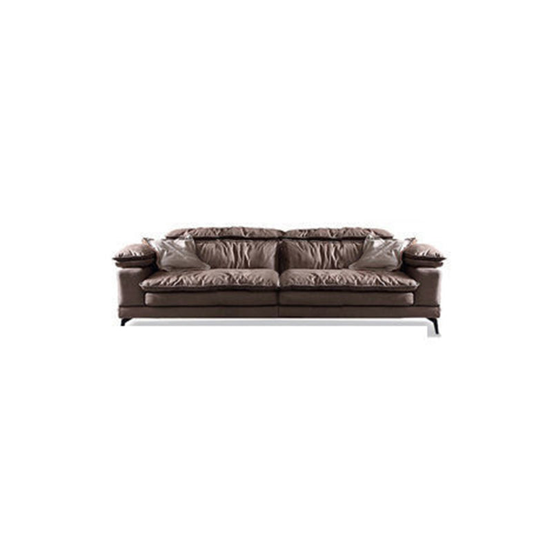 Modern Style Sofa Bed Imitation Leather Material Grey/khaki/coffee Feather Padded Sofa 79"L x 39"W x 36"H Coffee Horizontal Clearhalo 'furn' 'furn_sectionals' 'Furniture' 'Living Room Furniture' 'Sectionals' 5500947