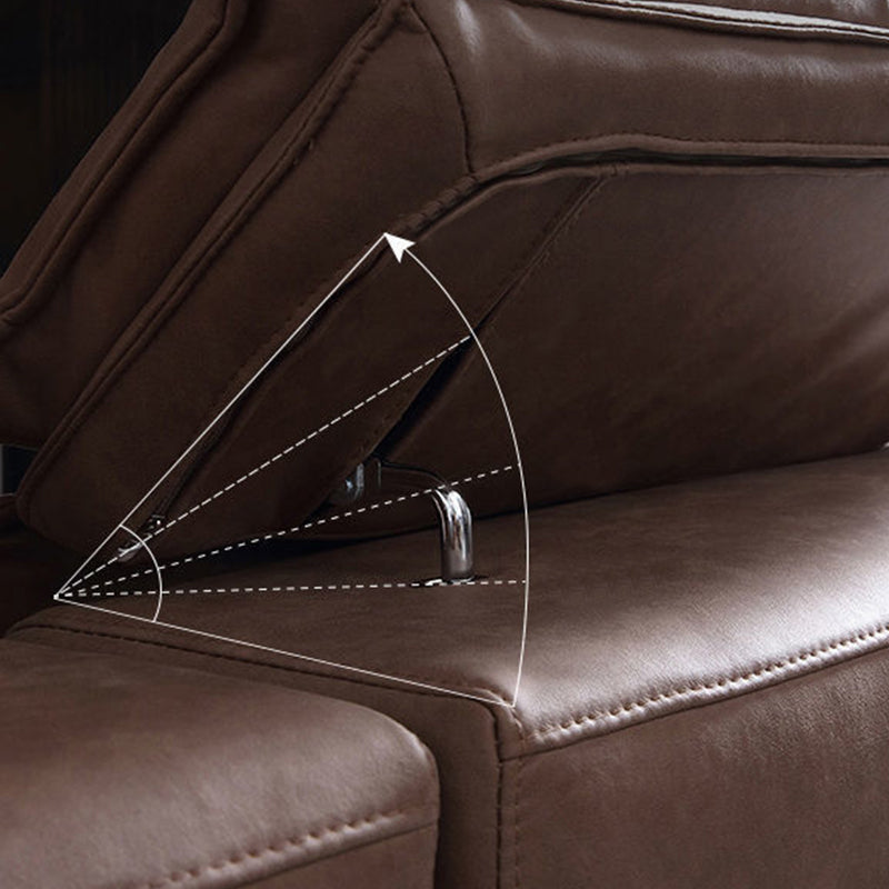 Modern Style Sofa Bed Imitation Leather Material Grey/khaki/coffee Feather Padded Sofa Clearhalo 'furn' 'furn_sectionals' 'Furniture' 'Living Room Furniture' 'Sectionals' 5500950