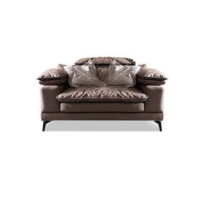 Modern Style Sofa Bed Imitation Leather Material Grey/khaki/coffee Feather Padded Sofa 49"L x 39"W x 36"H Coffee Horizontal Clearhalo 'furn' 'furn_sectionals' 'Furniture' 'Living Room Furniture' 'Sectionals' 5500951