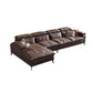 Modern Style Sofa Bed Imitation Leather Material Grey/khaki/coffee Feather Padded Sofa Clearhalo 'furn' 'furn_sectionals' 'Furniture' 'Living Room Furniture' 'Sectionals' 5500952
