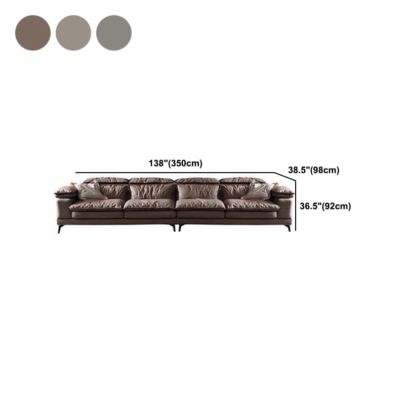 Modern Style Sofa Bed Imitation Leather Material Grey/khaki/coffee Feather Padded Sofa Clearhalo 'furn' 'furn_sectionals' 'Furniture' 'Living Room Furniture' 'Sectionals' 5500956