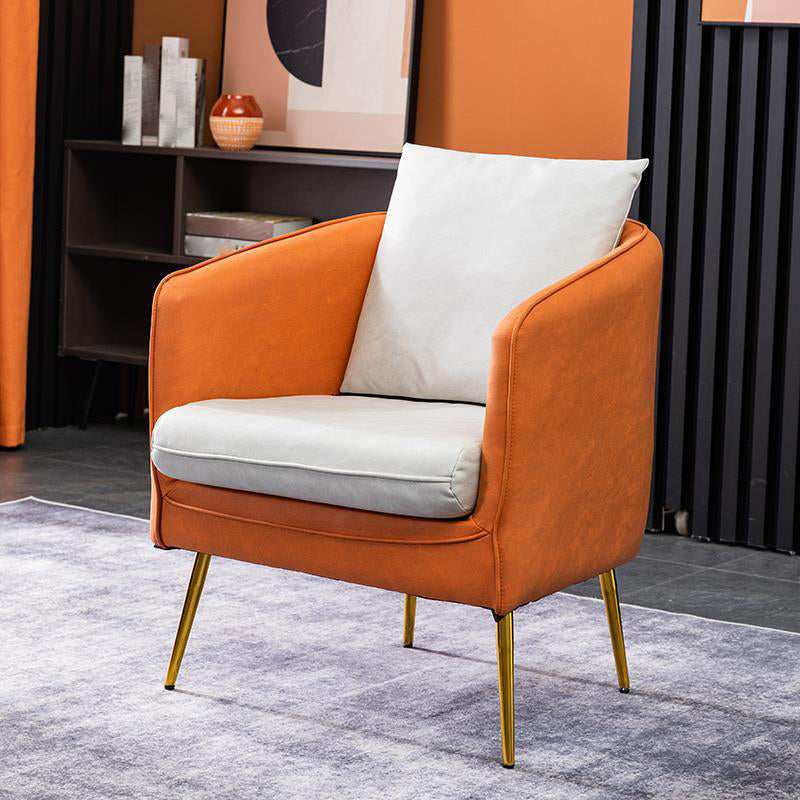 Arms Included Chair 26.7" L x 27.9" W x 29.5" H Chair for Living Room Tangerine White Clearhalo 'Accent Chairs' 'accent_chairs' 'Chairs & Seating' 'furn' 'furn_accent_chairs' 'Furniture' 'Living Room Furniture' 5501106