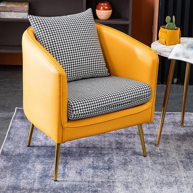 Arms Included Chair 26.7" L x 27.9" W x 29.5" H Chair for Living Room Yellow Houndstooth Clearhalo 'Accent Chairs' 'accent_chairs' 'Chairs & Seating' 'furn' 'furn_accent_chairs' 'Furniture' 'Living Room Furniture' 5501108