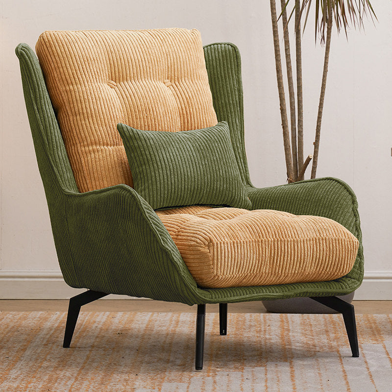 Corduroy Chair 30.70" L x 37.00" W x 46.45" H Tufted Cushions Chair Yellow Green Without Ottoman Clearhalo 'Accent Chairs' 'accent_chairs' 'Chairs & Seating' 'furn' 'furn_accent_chairs' 'Furniture' 'Living Room Furniture' 5501122