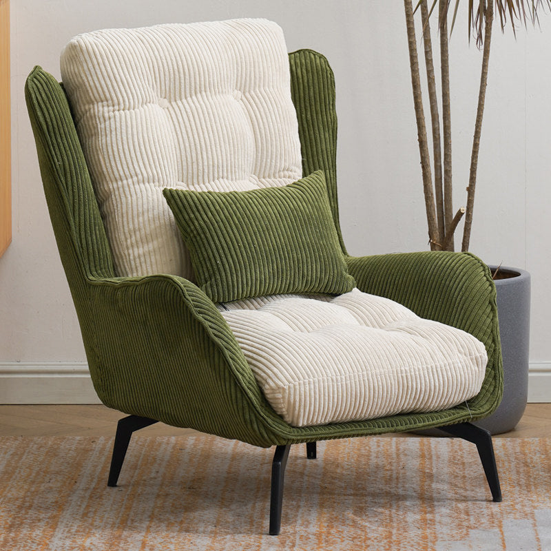 Corduroy Chair 30.70" L x 37.00" W x 46.45" H Tufted Cushions Chair Green White Without Ottoman Clearhalo 'Accent Chairs' 'accent_chairs' 'Chairs & Seating' 'furn' 'furn_accent_chairs' 'Furniture' 'Living Room Furniture' 5501124