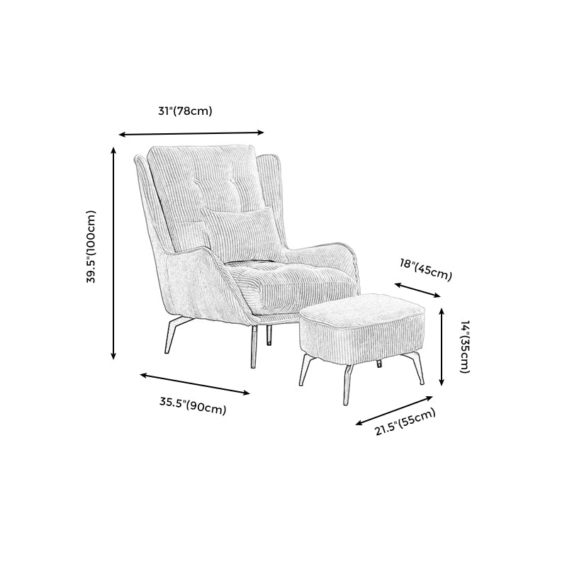 Corduroy Chair 30.70" L x 37.00" W x 46.45" H Tufted Cushions Chair Clearhalo 'Accent Chairs' 'accent_chairs' 'Chairs & Seating' 'furn' 'furn_accent_chairs' 'Furniture' 'Living Room Furniture' 5501135