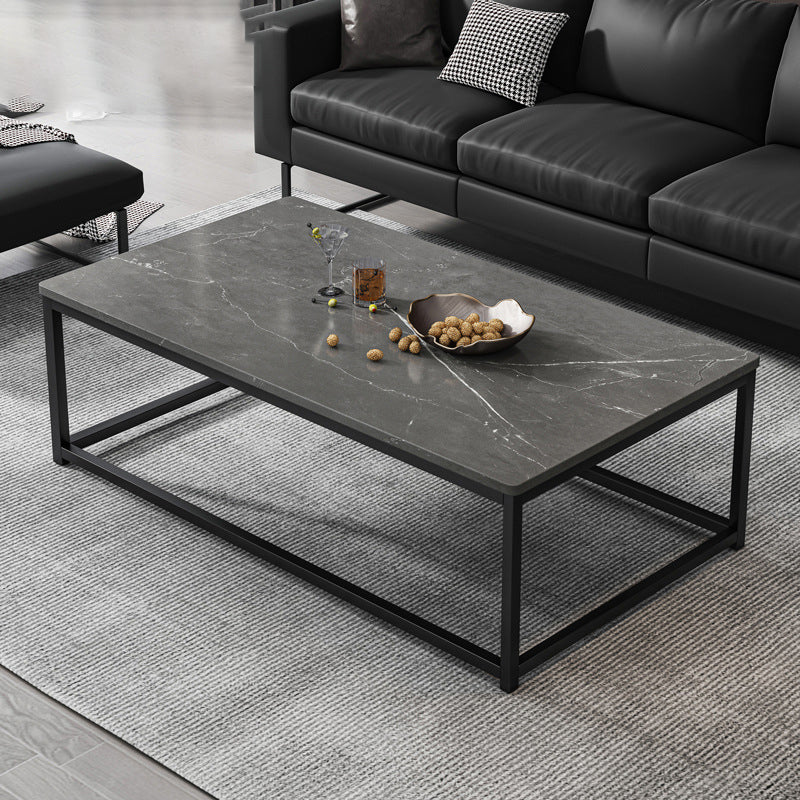 16.5 "H Moderne rechthoekige houten salontafel stalen frame accenttafel