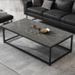 16.5 "H Moderne rechthoekige houten salontafel stalen frame accenttafel
