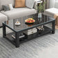 4 Legs Base Design Rectangular Glass/wood Table Modern Style Coffee Table