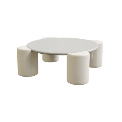 Tavolino in legno massiccio 4 gambe tavolino tondo minimalista in bianco/grigio