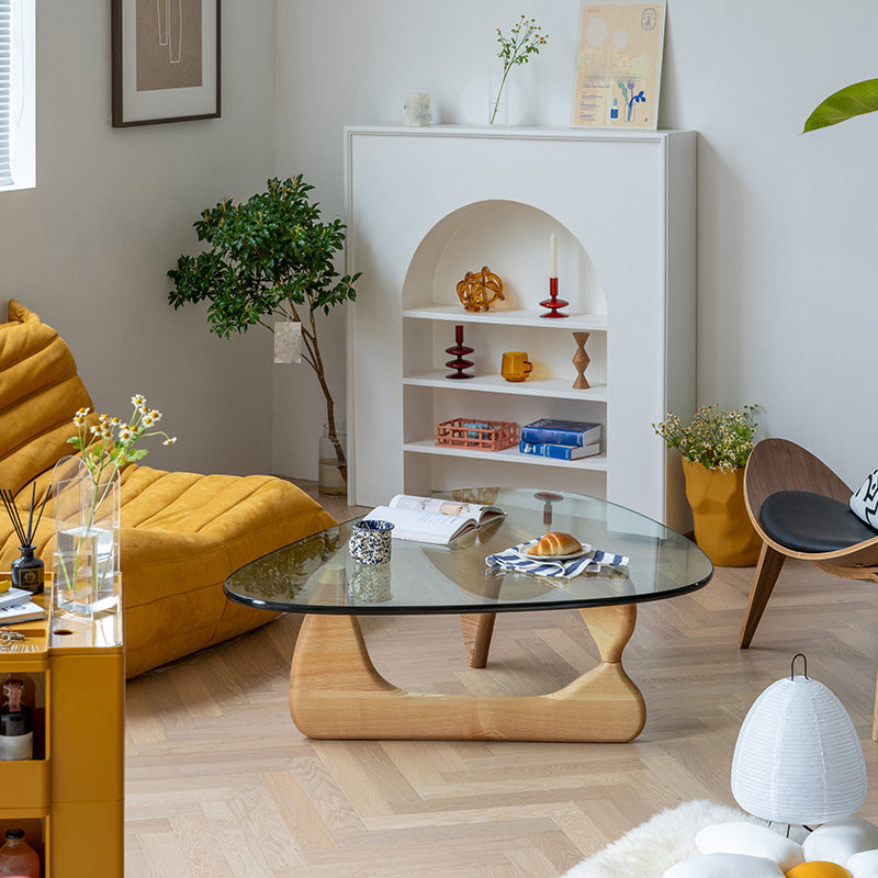 Triangle Glass Coffee Table Modern Minimalist Coffee Table for Living Room