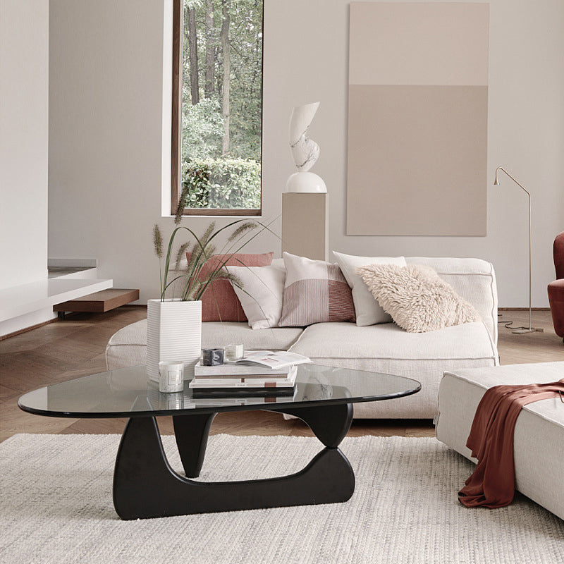 Triangle Glass Coffee Table Modern Minimalist Coffee Table for Living Room