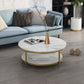 17.7" H Glam Round Slate Coffee Table Metal 4 Legs Cocktail Table with Shelf Clearhalo 'Coffee & Accent Tables' 'Coffee Tables' 'coffee_tables' 'furn' 'furn_coffee_tables' 'Furniture' 'Living Room Furniture' 5502267