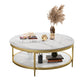 17.7" H Glam Round Slate Coffee Table Metal 4 Legs Cocktail Table with Shelf Clearhalo 'Coffee & Accent Tables' 'Coffee Tables' 'coffee_tables' 'furn' 'furn_coffee_tables' 'Furniture' 'Living Room Furniture' 5502270