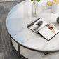 17.7" H Glam Round Slate Coffee Table Metal 4 Legs Cocktail Table with Shelf Clearhalo 'Coffee & Accent Tables' 'Coffee Tables' 'coffee_tables' 'furn' 'furn_coffee_tables' 'Furniture' 'Living Room Furniture' 5502272