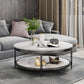 17.7" H Glam Round Slate Coffee Table Metal 4 Legs Cocktail Table with Shelf Clearhalo 'Coffee & Accent Tables' 'Coffee Tables' 'coffee_tables' 'furn' 'furn_coffee_tables' 'Furniture' 'Living Room Furniture' 5502274
