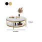 17.7" H Glam Round Slate Coffee Table Metal 4 Legs Cocktail Table with Shelf Clearhalo 'Coffee & Accent Tables' 'Coffee Tables' 'coffee_tables' 'furn' 'furn_coffee_tables' 'Furniture' 'Living Room Furniture' 5502281