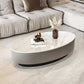 Glam 13.7" H Oval Slate Coffee Table Iron Drum Cocktail Table with Drawer Gloss White Clearhalo 'Coffee & Accent Tables' 'Coffee Tables' 'coffee_tables' 'furn' 'furn_coffee_tables' 'Furniture' 'Living Room Furniture' 5502329