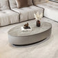 Glam 13.7" H Oval Slate Coffee Table Iron Drum Cocktail Table with Drawer Matte Gray Clearhalo 'Coffee & Accent Tables' 'Coffee Tables' 'coffee_tables' 'furn' 'furn_coffee_tables' 'Furniture' 'Living Room Furniture' 5502332