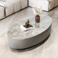 Glam 13.7" H Oval Slate Coffee Table Iron Drum Cocktail Table with Drawer Clearhalo 'Coffee & Accent Tables' 'Coffee Tables' 'coffee_tables' 'furn' 'furn_coffee_tables' 'Furniture' 'Living Room Furniture' 5502339