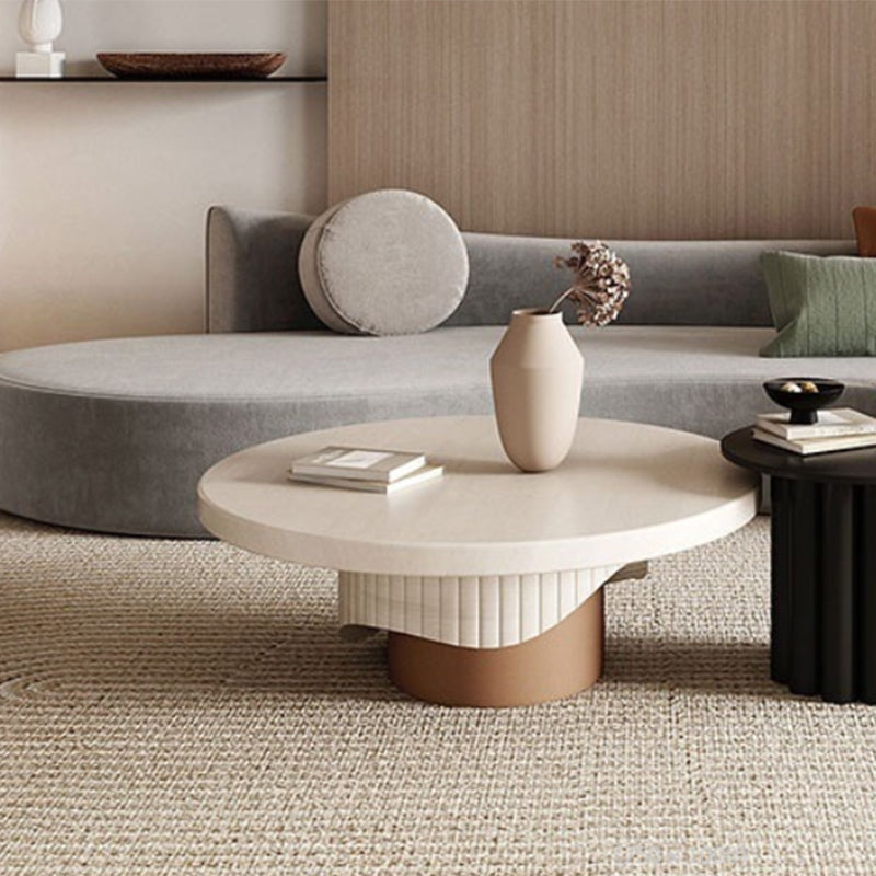 Modern Style Pedestal Base Cocktail Table Round Wooden Coffee Table