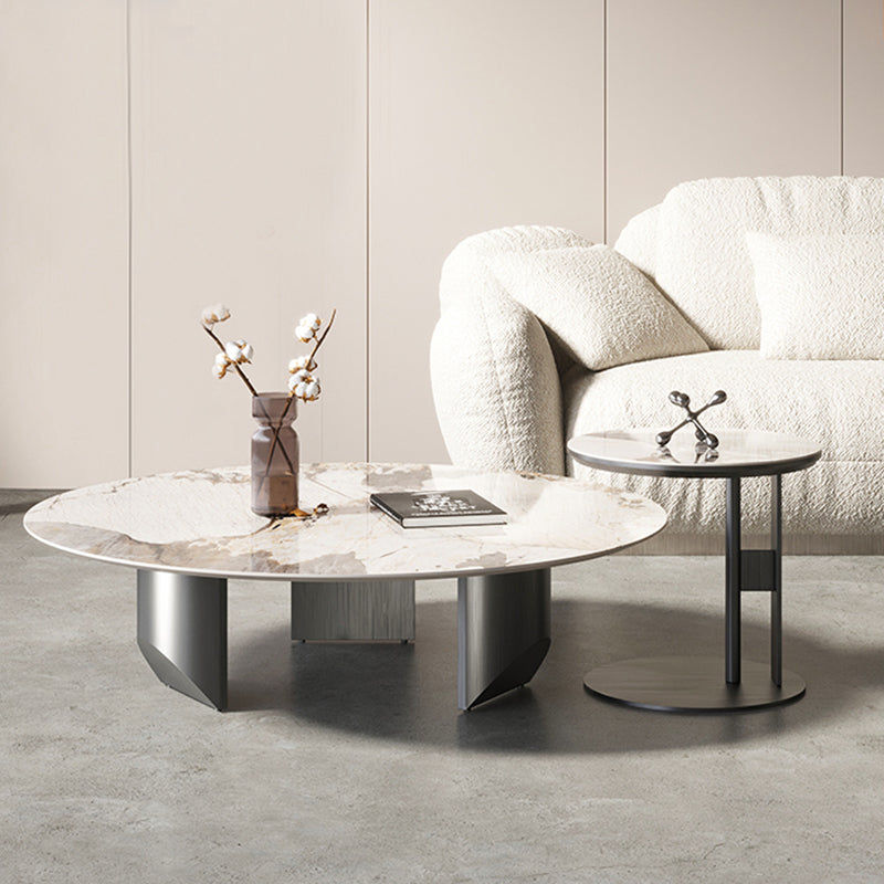 Slate Round Coffee Table Minimalist Coffee Table for Living Room Clearhalo 'Coffee & Accent Tables' 'Coffee Tables' 'coffee_tables' 'furn' 'furn_coffee_tables' 'Furniture' 'Living Room Furniture' 5502395
