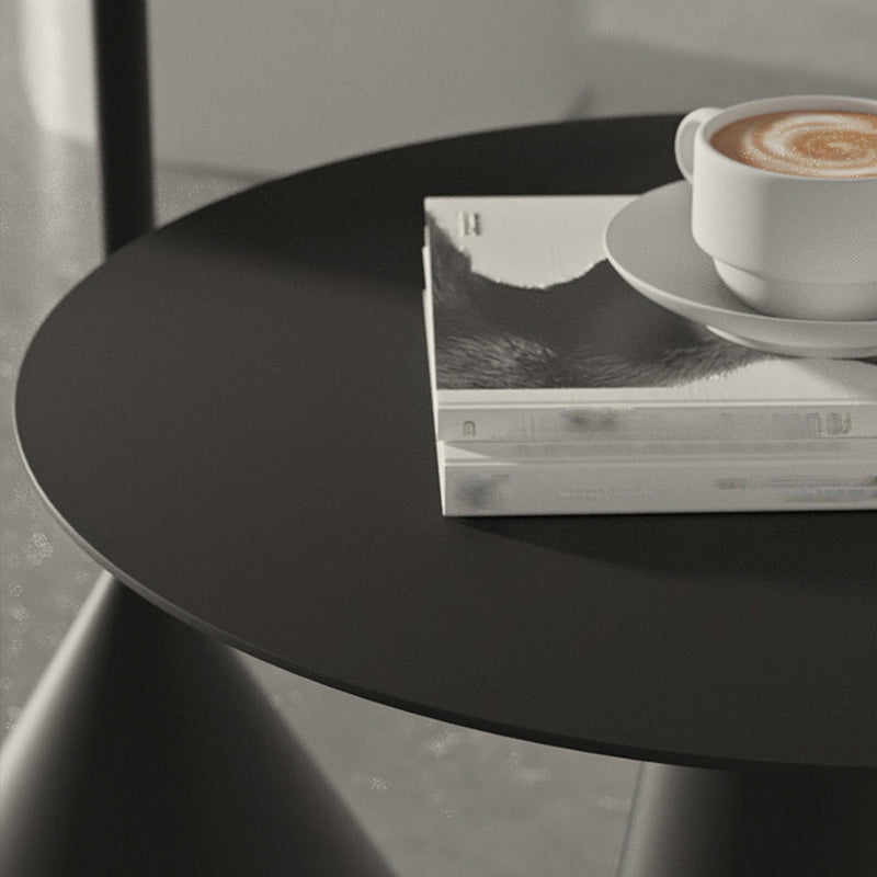 Mesa de metal redonda moderna de mediados de siglo con mesa de café de la base de pedestal