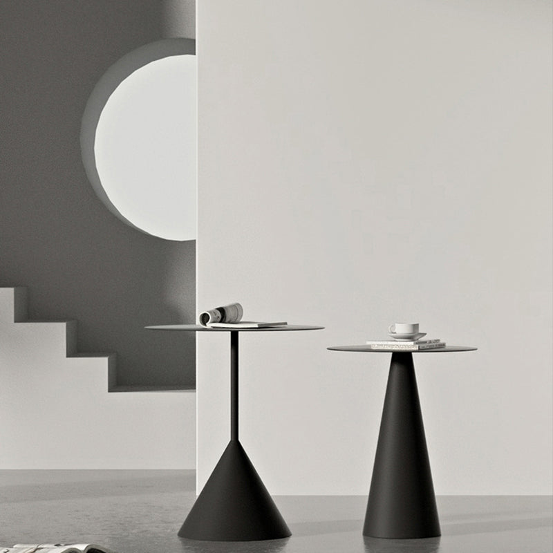 Mesa de metal redonda moderna de mediados de siglo con mesa de café de la base de pedestal