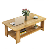 Modernes Rechteck Holz Couchtisch 16,5 "H 4 Beine Cocktailtisch mit Regal