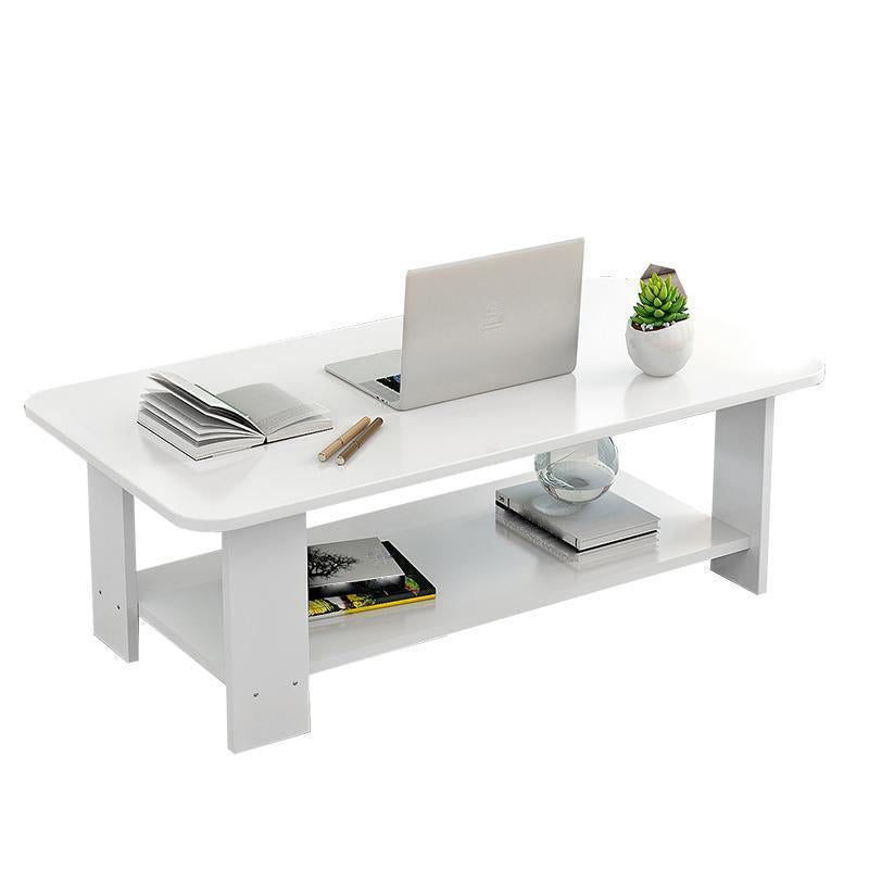 Modernes Rechteck Holz Couchtisch 16,5 "H 4 Beine Cocktailtisch mit Regal