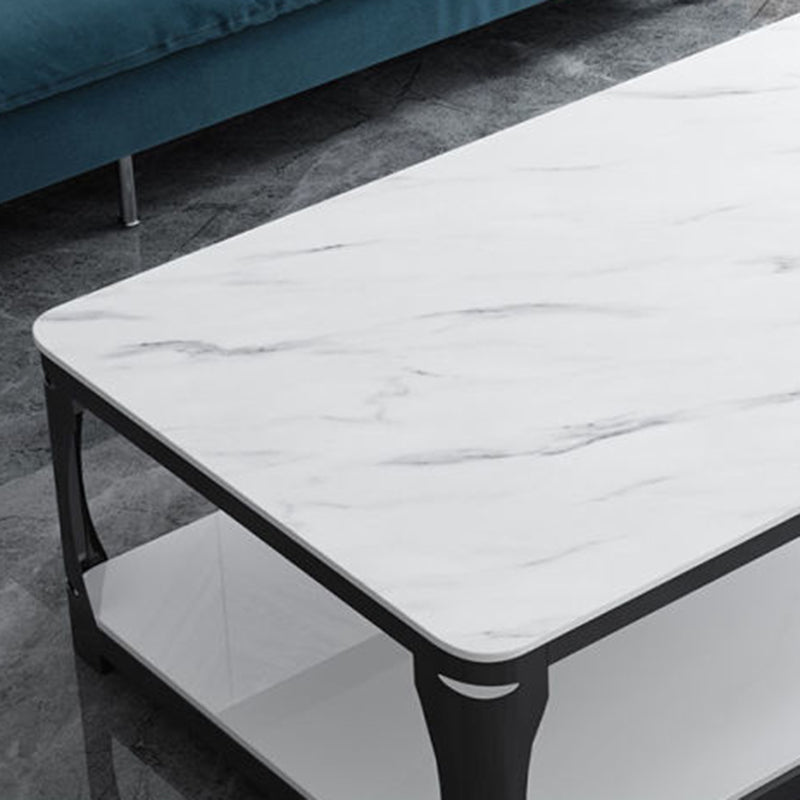 Tavolo da cocktail con ripiano aperto in vetro Tavolino rettangolare minimalista