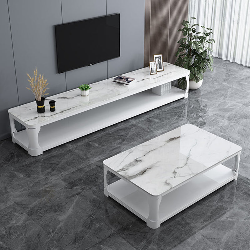 Tavolo da cocktail con ripiano aperto in vetro Tavolino rettangolare minimalista